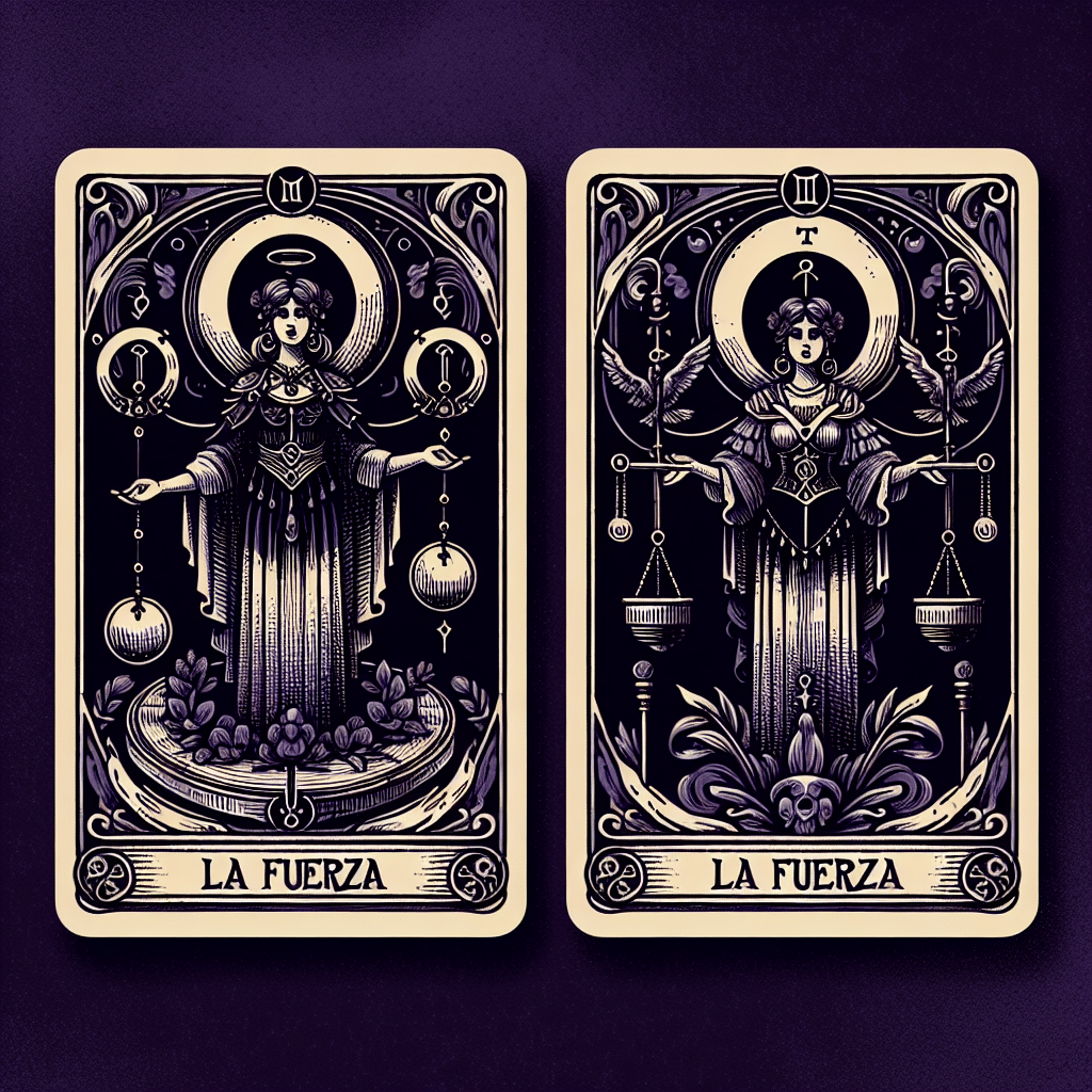 Invertida-vertical-La Fuerza Tarot carta AI-Generated Art