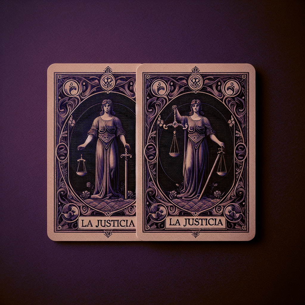 Invertida-vertical-La Justicia Tarot carta AI-Generated Art