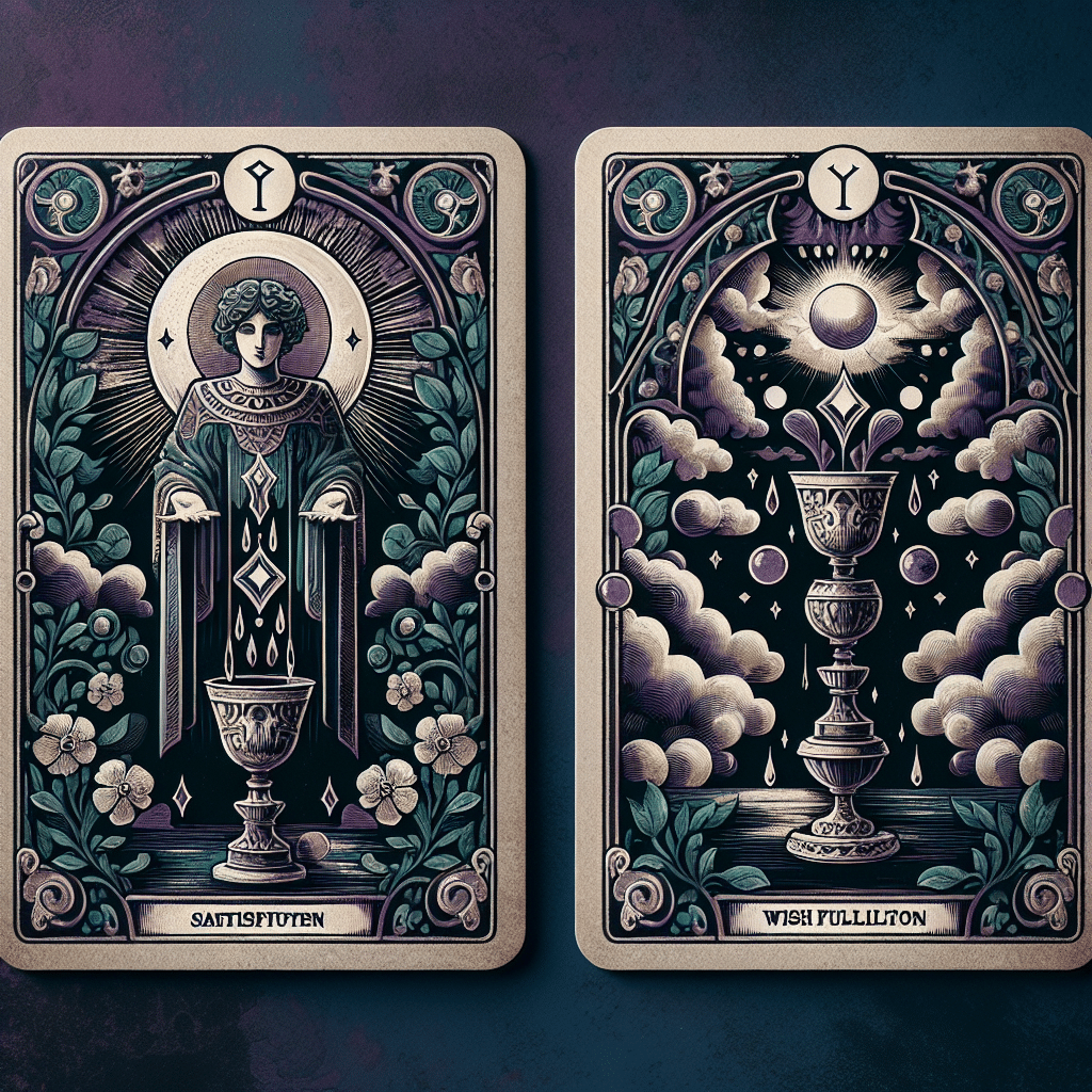 Invertida-vertical-Nueve de Copas Tarot carta AI-Generated Art