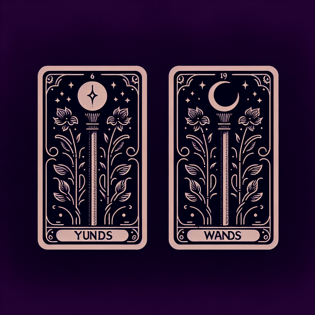 Invertida-vertical-Seis de Bastos Tarot carta AI-Generated Art