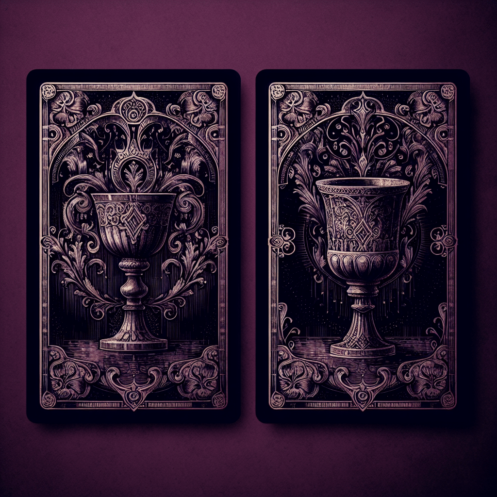 Invertida-vertical-Siete de Copas Tarot carta AI-Generated Art