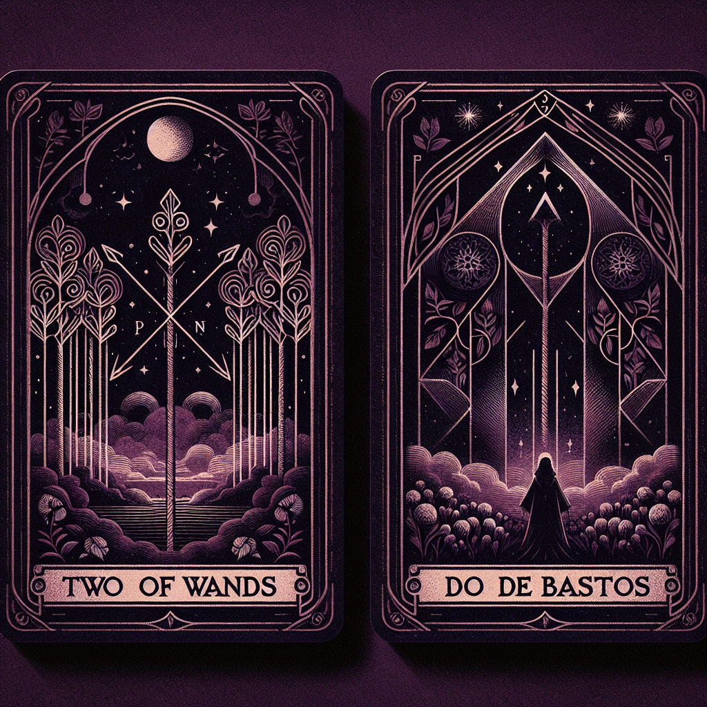 Invertida-vertical-Dos de Bastos Tarot carta AI-Generated Art