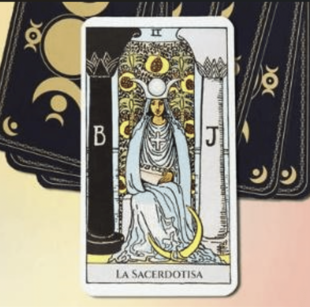 Una imagen de la carta de la Sacerdotisa.